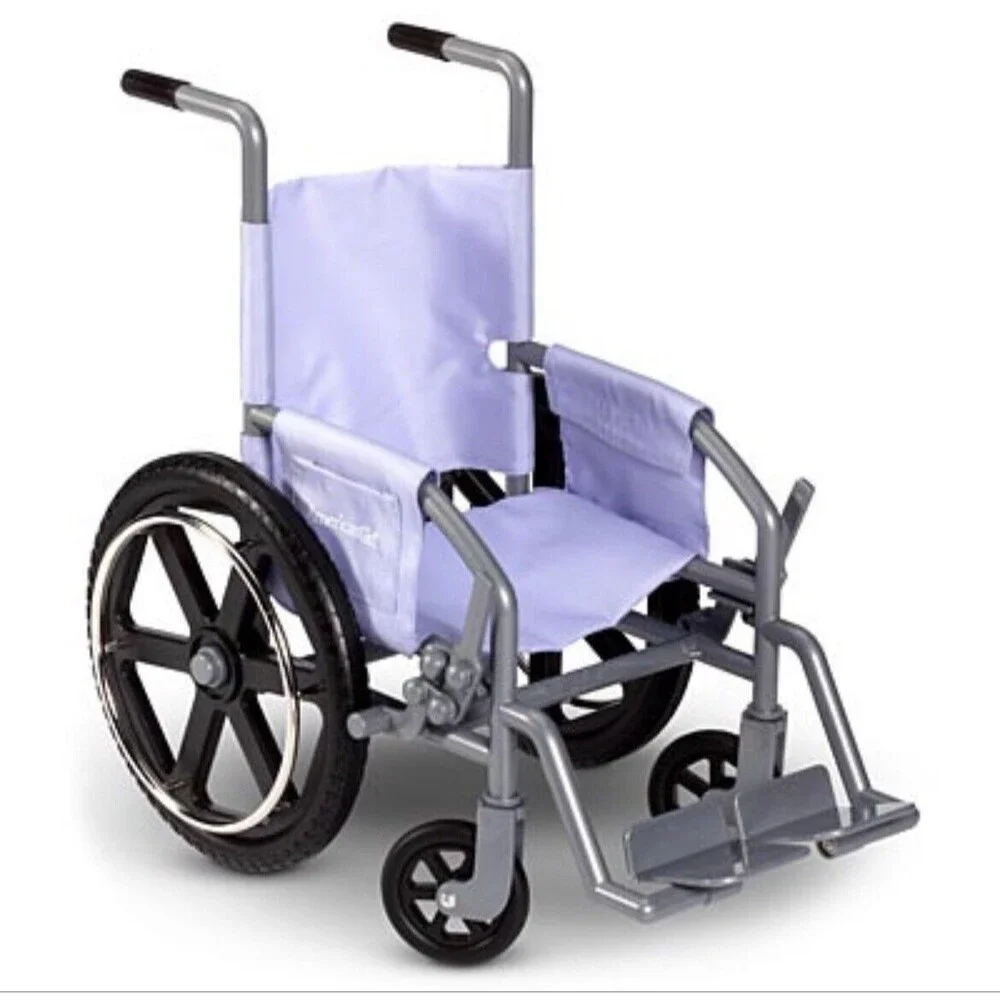 Retired RARE American Girl Doll 18” Wheel Chair Wheelchair Purple Hospital Gown